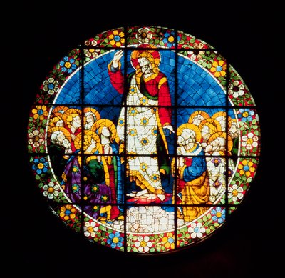 Oculus die de Hemelvaart van Christus afbeeldt, 1443-5 (glas-in-lood) door Lorenzo Ghiberti